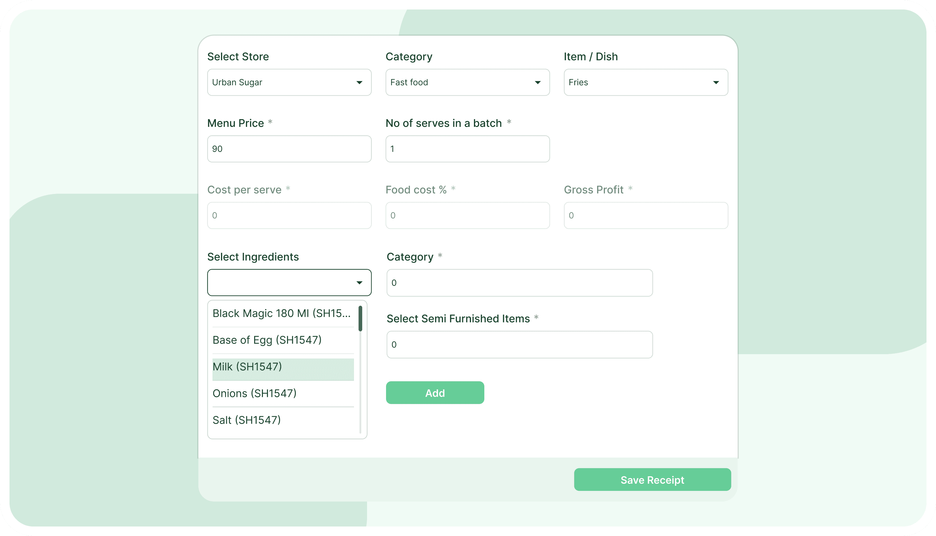 Recipe & Production Management